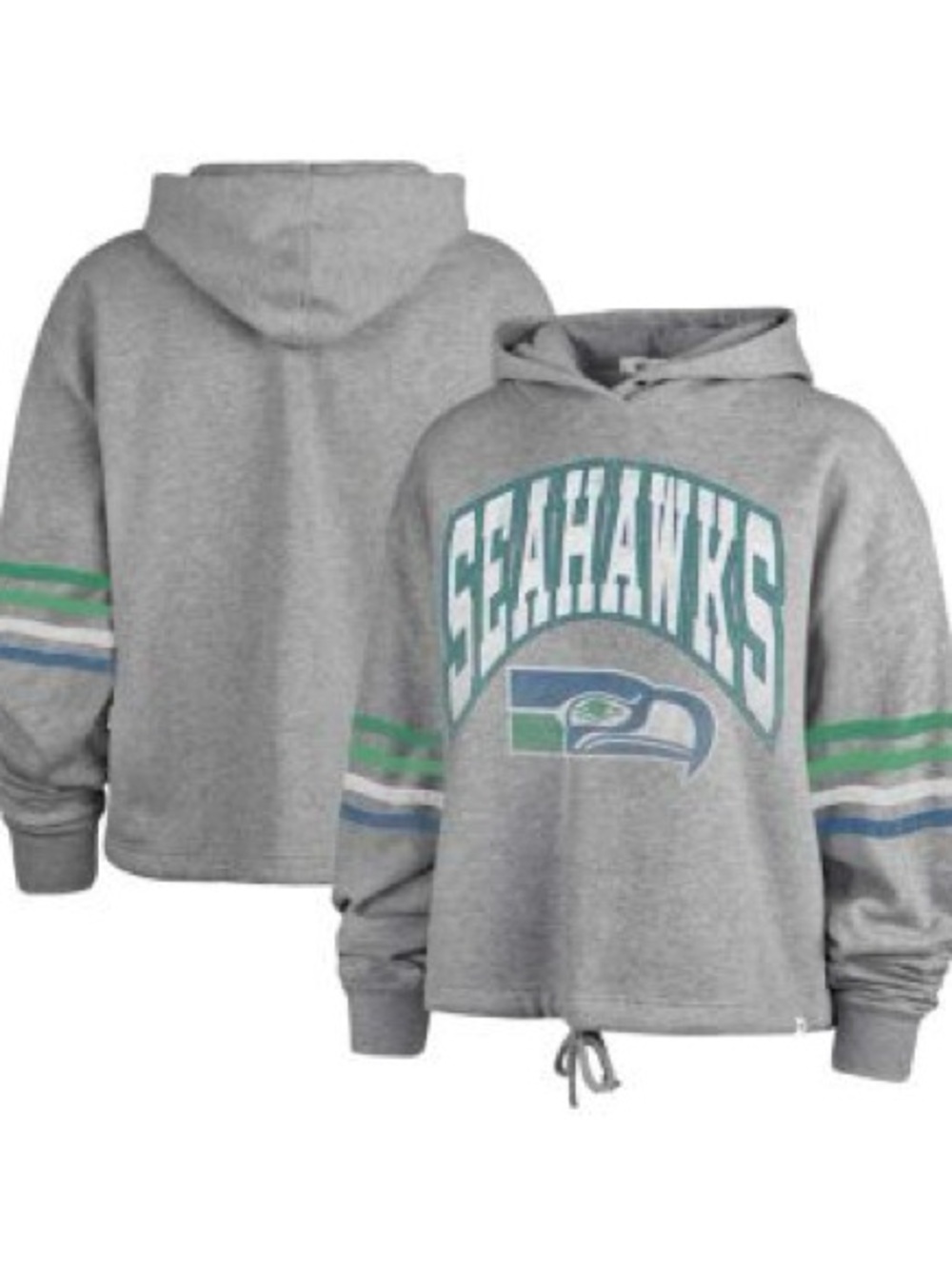 ’47 Brand Seattle Seahawks Gray Cropped Pullover Hoodie Sweatshirt Retro Logo M